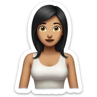 Latina girl with black hair shrugging  sticker