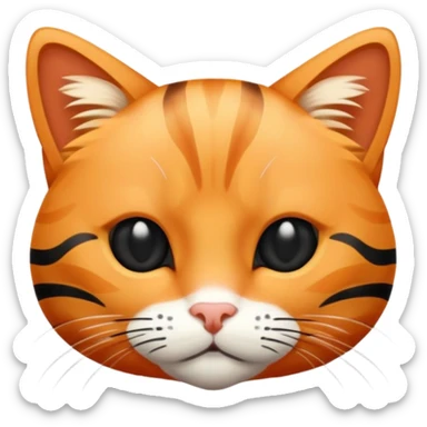 Orange tabby cat with black stripes on the body but not the head. The head is solid orange with no stripes. sticker
