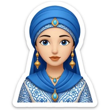 woman in moroccan culture style blue detailed sticker