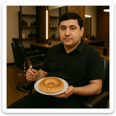 birinchidagi odamni yuziga 2 rasmdagi odamga uxshatib chizib bergin xuddu shunday non yen utirganini sticker