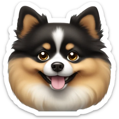 smiling black and tan cute chubby pomeranian sticker