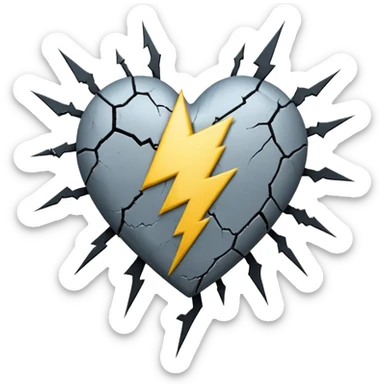 emo heart with a black lightning bolt sticker