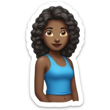 dark skinned Indian girl in a blue tank top sticker