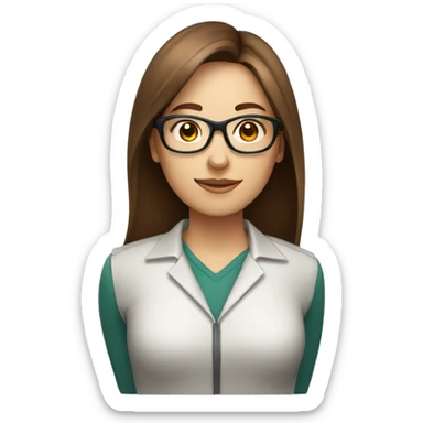 female scrum master with glasses and long straight brown hair sticker