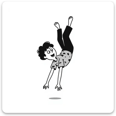 a child doing a backflip, hand drawn doodle style sticker