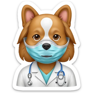 dog Wearing Medical Mask sticker