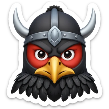 a cartoon Viking raven with horned cap sticker