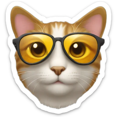 Un chat avec des lunettes de soleil en forme de cœur  sticker