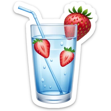 glass of water with strawberry slices sticker