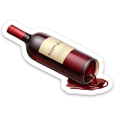 a wine bottle lying on its side rolling on the floor sticker