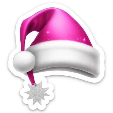 Pink Santa hat with sparkles sticker