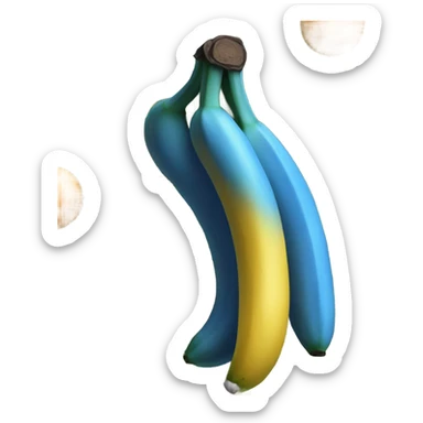 Blue bananas on an orange tree sticker