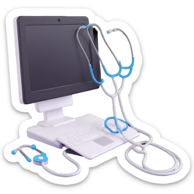 Medical computer with stethoscope sticker