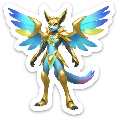 Anthro Sona Colorful Godly Celestial Shiny Fakemon Full Body sticker