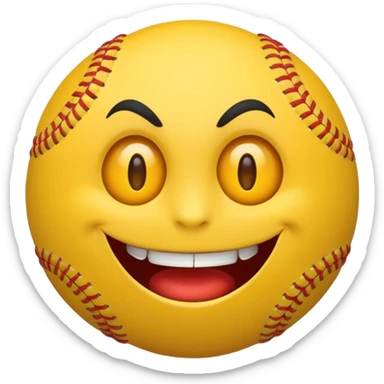 I want a emoji of a emoji with a evil smile throwing a baseball very hard sticker