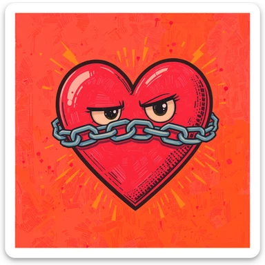 emo heart with a chain sticker