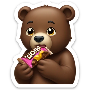 bear eating a candy bar sticker