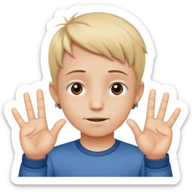 A kid with a little Mark above his head saying six seven with hands with six seven sticker