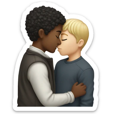 boys kissing white sticker