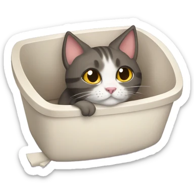 Cat in a litter box sticker