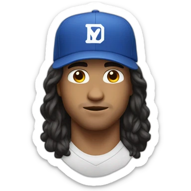 white guy who is strong with black mid longhair with blue cap sticker