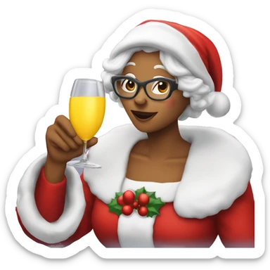 Mrs clause drinking mimosa sticker