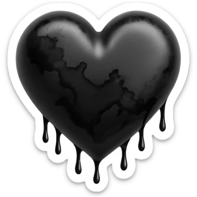 black ink blob heart emoji with ink streaks, isolated on white background, grunge, like pen stroke sticker