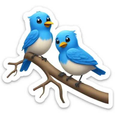 Cartoon blue birds on a tree sticker