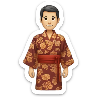 Men wearing batik kimono sticker
