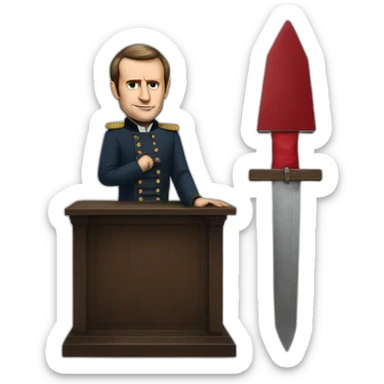 realistic macron with a french guillotine sticker