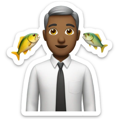 teacher with fish head  sticker