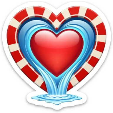 heart shaped watterfall with casino chips sticker
