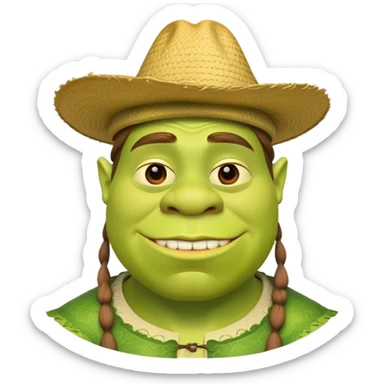 Shrek with a big hat sticker