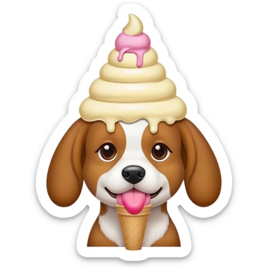 Dog wearing a ice cream hat sticker