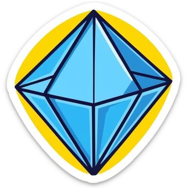 shiny blue diamond broken in half exposing crystal structure inside sticker