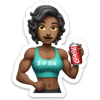 Female bodybuilder drinking soda sticker