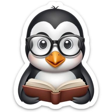 I want an emoji of a penguin with the glasses that reads book sticker