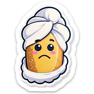 A Twinkie with cream and a towel covering her face sticker