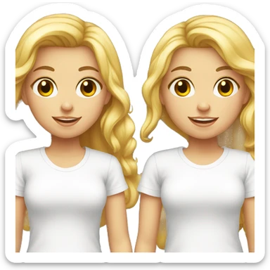 two caucasian girls wearing white t-shirts sticker