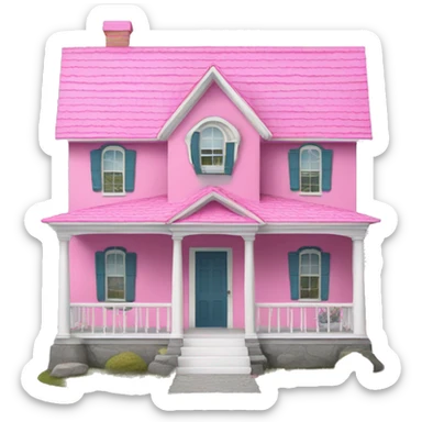 pink coraline house with white roof and white trimming sticker