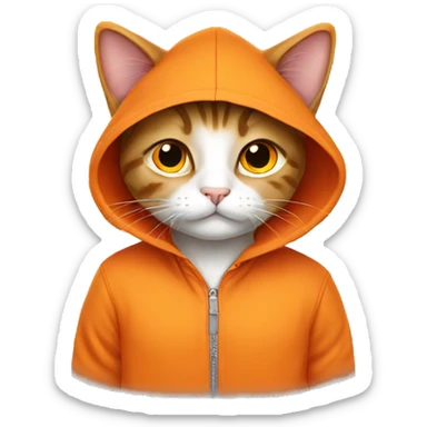 cat orange with hoodie  sticker