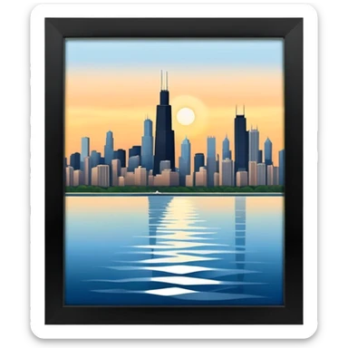 Dawn in Chicago with skyline view from Lake Michigan sticker