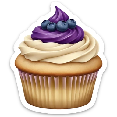 Vanilla cupcake with cinnamon frosting with blueberry jelly dolloped on top sticker
