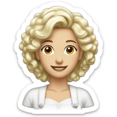 Coiffeuse femme blanche avec ciseaux souriante sticker