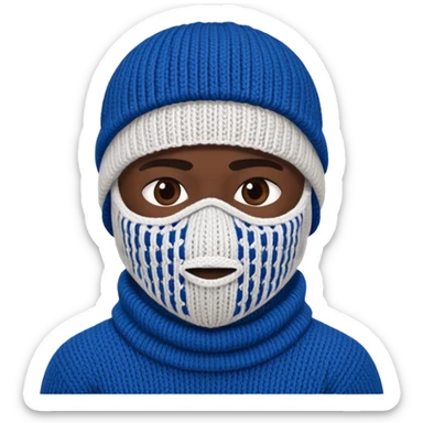 ski mask blue and white on half sides sticker