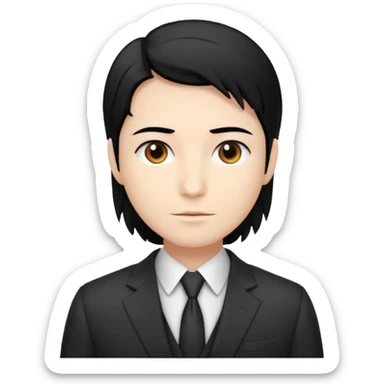 professional with white skin, straight hair black, brown eyes, sticker