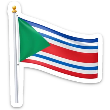 een vlag. eerst blauw, dan wit, dan groen, en dan rood van links naar rechts. de verhouding is 1:1:1:6 en de vlag moet plat sticker