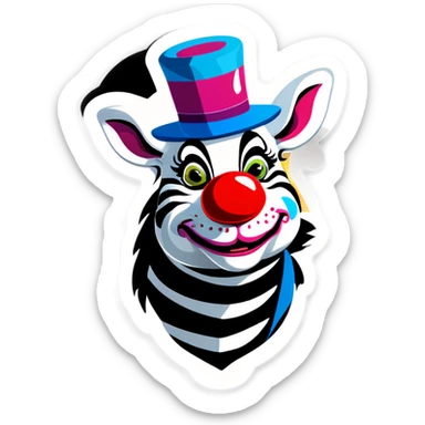 Zebre créatif avec un chapeau de clown et des cotillons  sticker