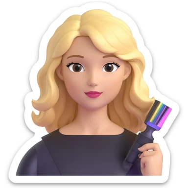 female at the hairdresser with foils and highlights in her blonde hair sticker