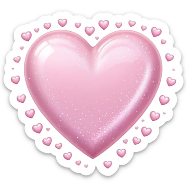 pastel pink heart and pastel pink sparkles sticker